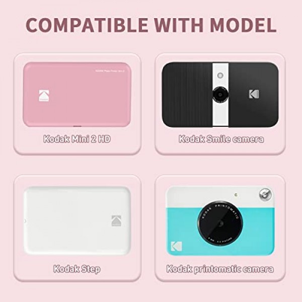 Kodak PRINTOMATIC/Mini 2 HD/Smile 인스턴트 포토 프린터(Kodak 카메라용 케이스 포함)용 Yinke 앨범, 여행용 보호 보관 가방 운반(그라데이션 색상 조합)