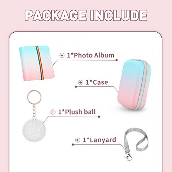 Kodak PRINTOMATIC/Mini 2 HD/Smile 인스턴트 포토 프린터(Kodak 카메라용 케이스 포함)용 Yinke 앨범, 여행용 보호 보관 가방 운반(그라데이션 색상 조합)