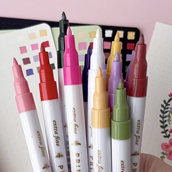 Primrosia 12 암벽화, 종이, 목재, 세라믹, 석재, 캔버스용 아모레 아크릴 페인트 펜 - 엑스트라 파인 팁 마커 세트