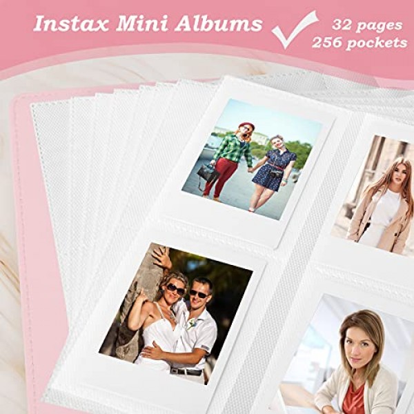 Fujifilm Instax Mini LiPlay 12 11 9 8 40 Evo 7S 즉석 카메라/미니 링크 프린터, 폴라로이드 스냅 터치 PIC-300 Z2300 민트 Zip 즉석 카메라 프린터(베이비 핑크)용 256 포켓 사진 앨범