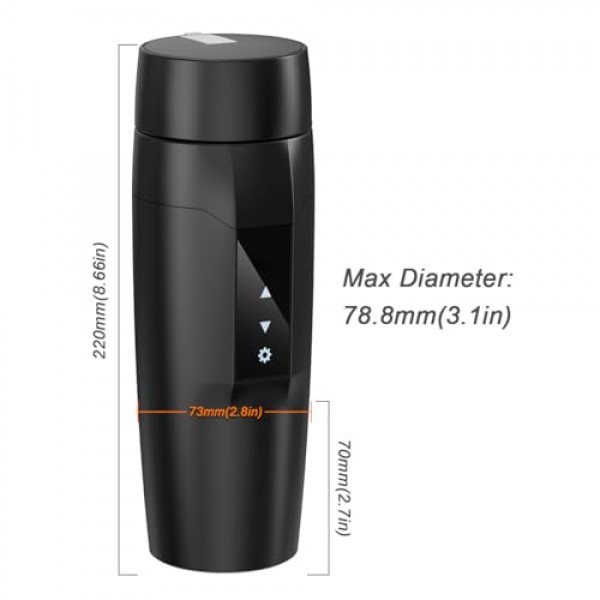 Rauwseul 여행용 전기 주전자 소형, 304 스테인레스 스틸 라이너가 포함된 350 ml 휴대용 가열 컵, 40 ~ 100 °C 조정 가능, 300 W 빠른 끓는 물 컵, 누출 방지, 역류 방지 화재 방