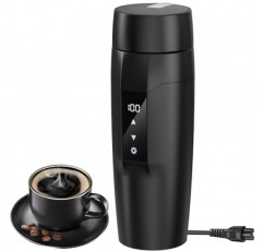 Rauwseul 여행용 전기 주전자 소형, 304 스테인레스 스틸 라이너가 포함된 350 ml 휴대용 가열 컵, 40 ~ 100 °C 조정 가능, 300 W 빠른 끓는 물 컵, 누출 방지, 역류 방지 화재 방