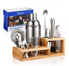 Touch of Mixology 바텐더 키트 - 바 세트 칵테일 셰이커 세트 - 칵테일 키트 세트 - 바텐딩 키트 - 홈 바 필수품 바 카트 액세서리 - 완벽한 집들이 선물 14 PC