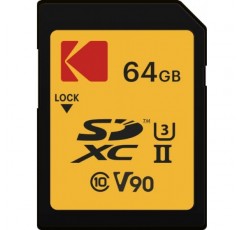 Kodak 64GB UHS-II U3 ​​V90 Ultra Pro SDXC 메모리 카드 - 최대 읽기 속도 300MB/s 및 쓰기 속도 270MB/s