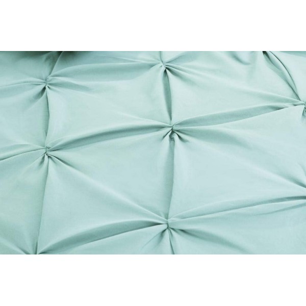 Fixtex Pinch Pleat Pintuck Duvet Cover Set with Fitted Sheet & Pillow Cases 포함 Complementary Cushion Cover – Set of 5 (King, Duck Egg) Duck Egg King Size
