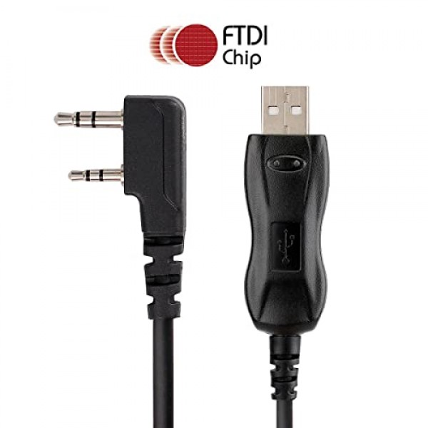 Retevis 프로그래밍 케이블, RT22 H-777 RT21 RT68 RT86 RT19 RT22S RT-5R RB85 RT27 Baofeng UV-5R BF-F8HP BF-888S 워키 토키 Arcshell 양방향 라디오(1 팩)와 호환되는 2 핀 USB 프로그래밍 케이블