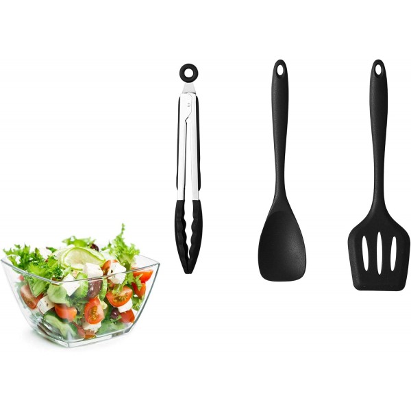 Vivo 10 조각 주방 용품 세트 실리콘 스크레이퍼 브러시 집게 털 스푼 터너 수프 내구성 식기 세척기 안전-이지 그립