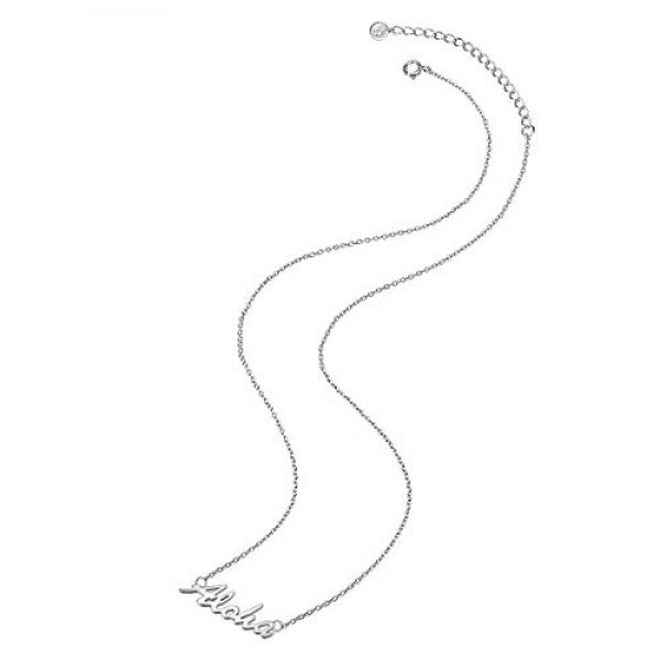 Glanzstücke München 알로하 여성용 목걸이 스털링 실버 40 + 5 cm – 여성용 문구 레터링 실버 체인이 있는 트렌디한 체인, 실버