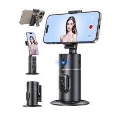 자동 얼굴 추적 삼각대 360 회전【최신 버전】 앱 필요 없음 휴대폰 회전용 자동 얼굴 추적 삼각대 4''-7'' iPhone과 호환 가능 Vlog 라이브 스트리밍용 Android 휴대폰 홀더