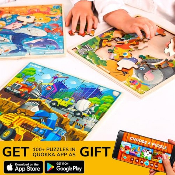 3-5세 어린이를 위한 QUOKKA 나무 운반 퍼즐 – 28조각 4-8세 유아 어린이 퍼즐 – 어린이를 위한 목재 운반 장난감 6-8세 소년과 소녀를 위한 게임