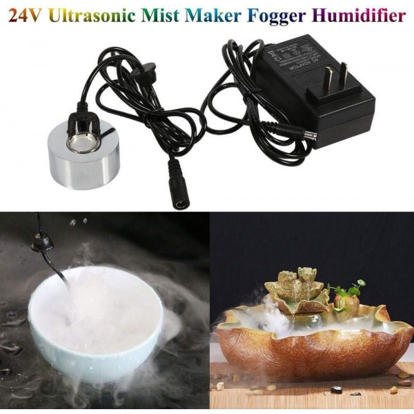 Diyeeni 초음파 분무기, 전원 공급 장치 어댑터가 있는 물 분무기 fogger fogger 제조 업체 소형 수족관, 분수, 연못, 물 기능을 위한 미니 안개 기계 EU 플러그