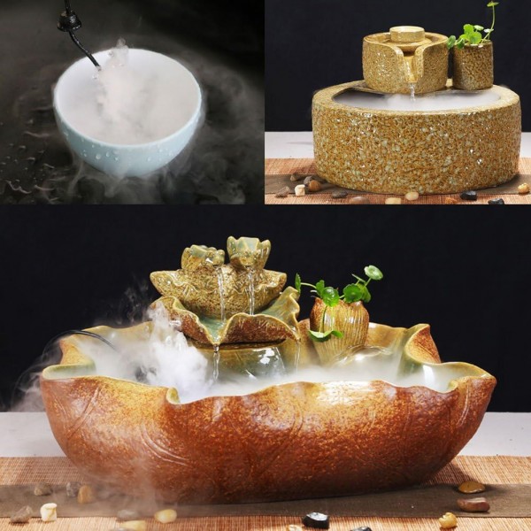 Diyeeni 초음파 분무기, 전원 공급 장치 어댑터가 있는 물 분무기 fogger fogger 제조 업체 소형 수족관, 분수, 연못, 물 기능을 위한 미니 안개 기계 EU 플러그