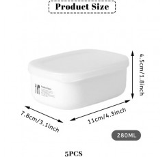 우타포신 식품용기, 플라스틱 식품보관함, 식품보관함, 전자레인지용 식기, 도시락통, 뚜껑이 있는 밀폐식품보관함(5개들이) 02