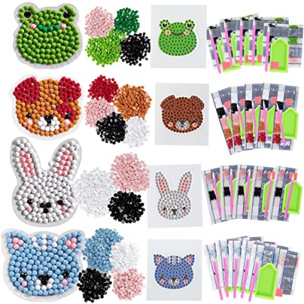 SCS Direct Kid's Birthday Party 다이아몬드 보석 페인팅 공예 선물 키트 -애완동물 친구- 남자아이와 여자아이를 위한 개별 포장된 20개의 올인원 팩 -재미있고 독특한 보석 