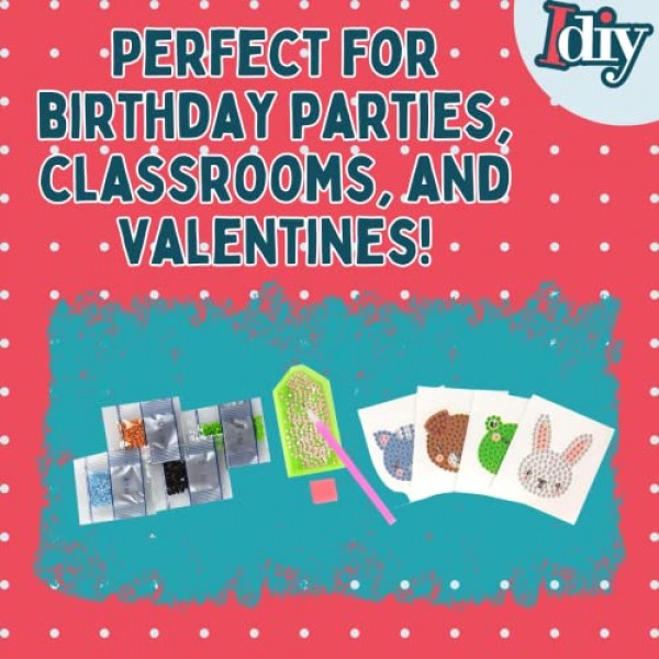 SCS Direct Kid's Birthday Party 다이아몬드 보석 페인팅 공예 선물 키트 -애완동물 친구- 남자아이와 여자아이를 위한 개별 포장된 20개의 올인원 팩 -재미있고 독특한 보석 