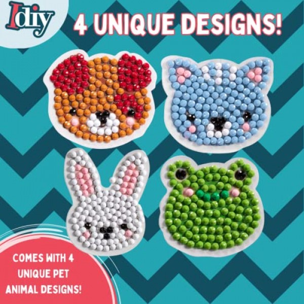 SCS Direct Kid's Birthday Party 다이아몬드 보석 페인팅 공예 선물 키트 -애완동물 친구- 남자아이와 여자아이를 위한 개별 포장된 20개의 올인원 팩 -재미있고 독특한 보석 