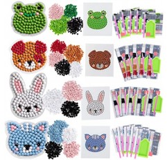 SCS Direct Kid's Birthday Party 다이아몬드 보석 페인팅 공예 선물 키트 -애완동물 친구- 남자아이와 여자아이를 위한 개별 포장된 20개의 올인원 팩 -재미있고 독특한 보석 