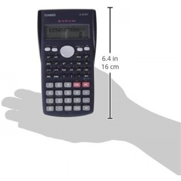 Casio FX-82MS 계산기 Scientific/학교 계산기 240개의 기능이 있는 2줄 디스플레이, 배터리 전원, 색상: 다크 그레이