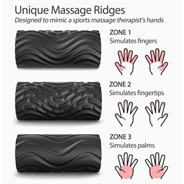 운동, 마사지, 근육 회복, 유발점 근막 이완을 위한 3가지 고밀도 질감 표면과 4가지 속도를 갖춘 Zyllion 충전식 진동 폼 롤러 - 오렌지/블랙(ZMA-22-ORBK)