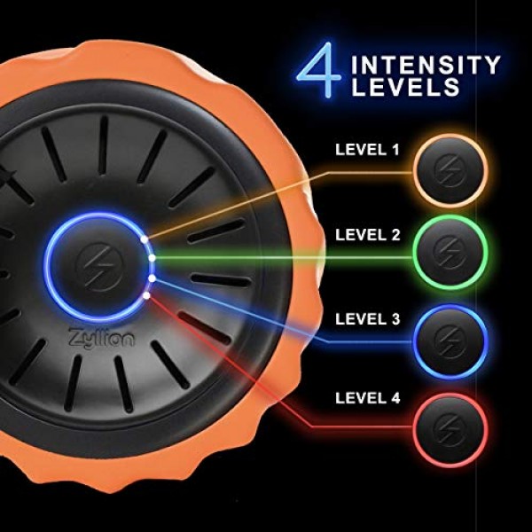 운동, 마사지, 근육 회복, 유발점 근막 이완을 위한 3가지 고밀도 질감 표면과 4가지 속도를 갖춘 Zyllion 충전식 진동 폼 롤러 - 오렌지/블랙(ZMA-22-ORBK)