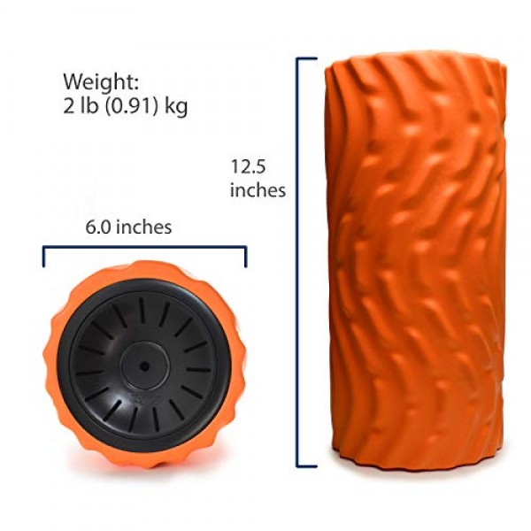 운동, 마사지, 근육 회복, 유발점 근막 이완을 위한 3가지 고밀도 질감 표면과 4가지 속도를 갖춘 Zyllion 충전식 진동 폼 롤러 - 오렌지/블랙(ZMA-22-ORBK)