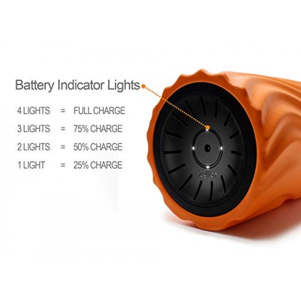 운동, 마사지, 근육 회복, 유발점 근막 이완을 위한 3가지 고밀도 질감 표면과 4가지 속도를 갖춘 Zyllion 충전식 진동 폼 롤러 - 오렌지/블랙(ZMA-22-ORBK)