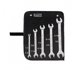 Klein Tools 68450 오픈 엔드 SAE 렌치 세트, 롤링 파우치 포함 5피스