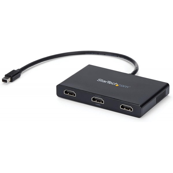 StarTech.com 3포트 Mini DisplayPort MST 허브 - 4K 30Hz - 다중 모니터용 Mini DP - HDMI 비디오 분배기 - mDP - HDMI(MSTMDP123HD) 검은색 Mini DisplayPort - 3x HDMI