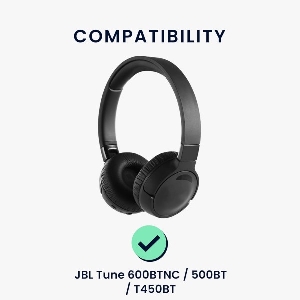 JBL Tune 600 / 500BT / 510BT / 450 패드와 호환되는 kwmobile 2X 이어 패드 - 오버이어 헤드폰용 인조 가죽으로 만든 헤드폰 패드 화이트