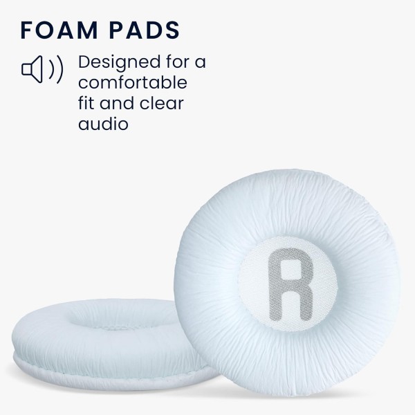 JBL Tune 600 / 500BT / 510BT / 450 패드와 호환되는 kwmobile 2X 이어 패드 - 오버이어 헤드폰용 인조 가죽으로 만든 헤드폰 패드 화이트