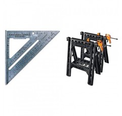 WORX WX065 바 클램프가 있는 클램핑 톱마 | SWANSON Tool Co S0101 7인치 스피드 스퀘어, 블루