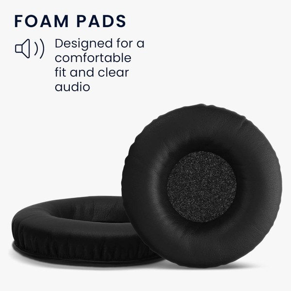 Sennheiser HD25 / HD25-1 II / HD250BT 패드와 호환되는 kwmobile 2X 이어 패드 - 오버이어 헤드폰용 합성 가죽 헤드폰 패드 블랙