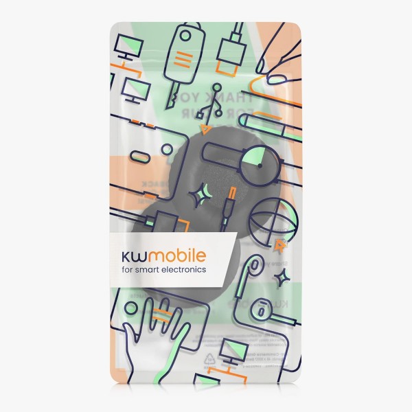 Sennheiser HD25 / HD25-1 II / HD250BT 패드와 호환되는 kwmobile 2X 이어 패드 - 오버이어 헤드폰용 합성 가죽 헤드폰 패드 블랙