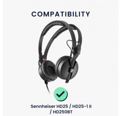 Sennheiser HD25 / HD25-1 II / HD250BT 패드와 호환되는 kwmobile 2X 이어 패드 - 오버이어 헤드폰용 합성 가죽 헤드폰 패드 블랙