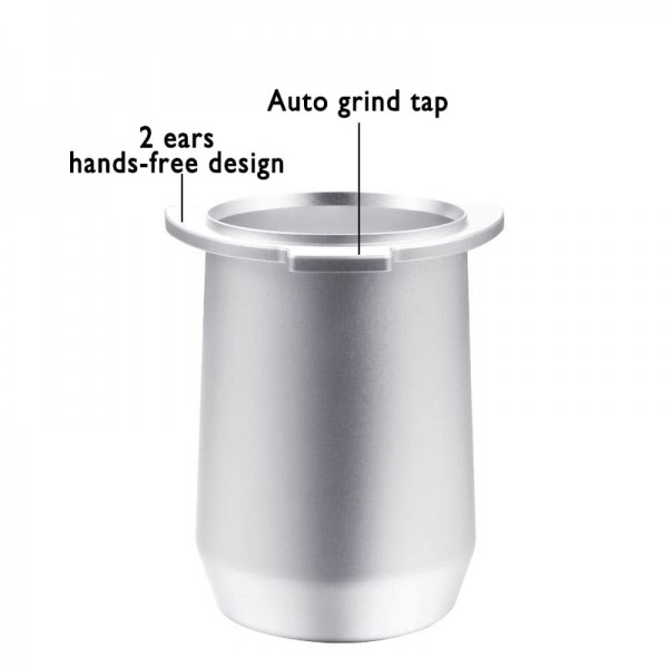 핸즈프리 도징 컵 54mm 에스프레소 커피 도징 깔때기 양극 처리된 알루미늄 53mm 양면 2 in 1 커피 분배기/레벨러 스테인레스 스틸 54mm Breville 8 시리즈에 적합 블랙 2개 세