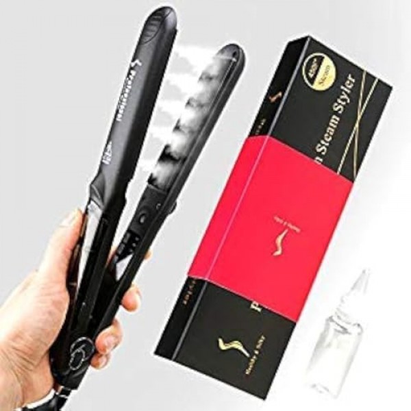 전문 아르간 오일 스팀 헤어 스트레이트 너 플랫 아이언 주입 페인팅 450F 스트레이트 아이언 헤어 케어 스타일링 도구