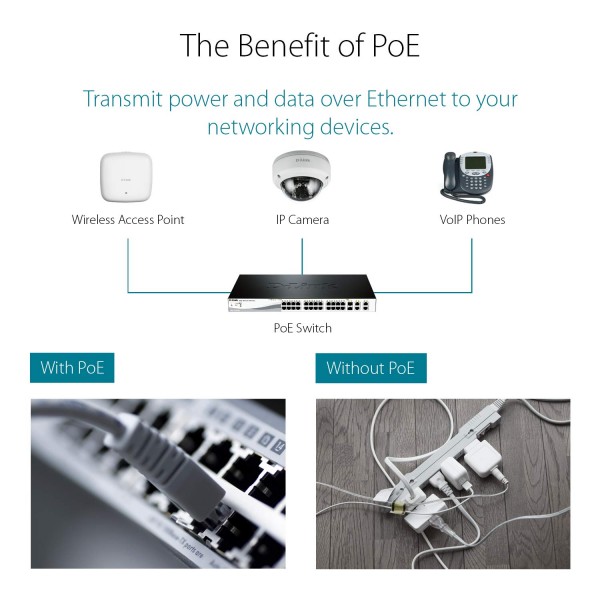 D-Link DES-1008PA 네트워크 스위치 비관리형 고속 이더넷(10/100) PoE(Power over Ethernet) 검은색