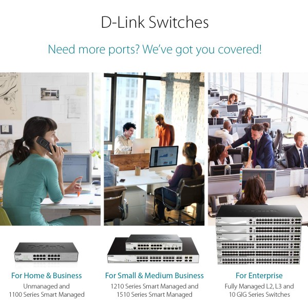 D-Link DES-1008PA 네트워크 스위치 비관리형 고속 이더넷(10/100) PoE(Power over Ethernet) 검은색