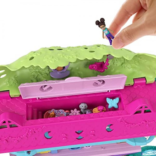 Polly Pocket Pollyville Pet Adventure Treehouse, 5층, 15+ Play Pieces: Polly & Shani Dolls, Vehicle, 4 Animals & More, Great Gift for Ages & Up [Mainline] Single