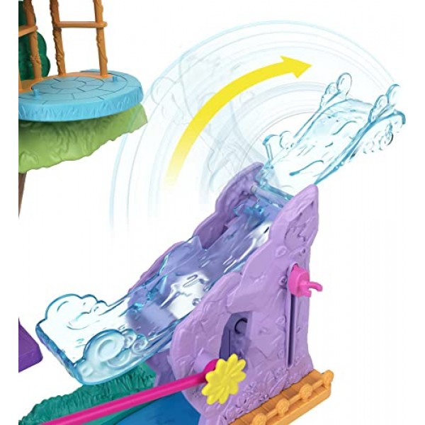 Polly Pocket Pollyville Pet Adventure Treehouse, 5층, 15+ Play Pieces: Polly & Shani Dolls, Vehicle, 4 Animals & More, Great Gift for Ages & Up [Mainline] Single
