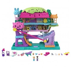 Polly Pocket Pollyville Pet Adventure Treehouse, 5층, 15+ Play Pieces: Polly & Shani Dolls, Vehicle, 4 Animals & More, Great Gift for Ages & Up [Mainline] Single