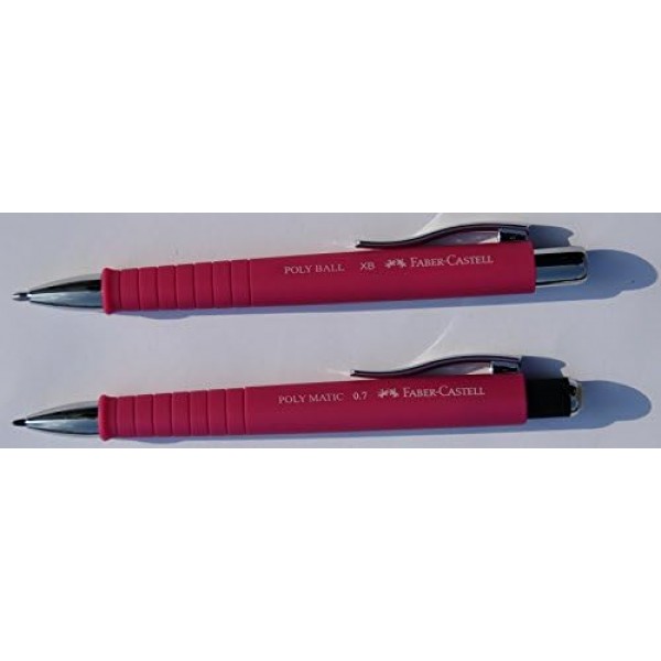 Faber-Castell SET 샤프펜슬 POLY MATIC/볼펜 POLY BALL XB(핑크, 세트) 핑크 2개입(1개들이)