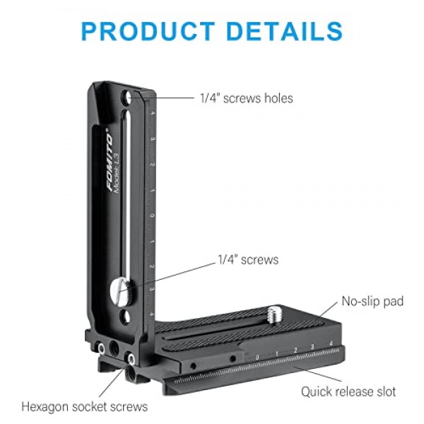 Fomito DSLR L 브래킷 DJI RS2 RSC2 Zhiyun Weebill-S Crane-2/3 Stabilizer 용 수직 카메라 마운트 퀵 릴리스 플레이트