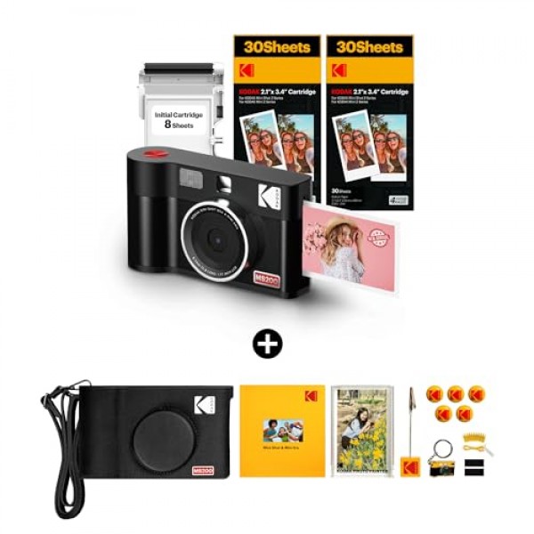 KODAK Mini Shot ERA 4PASS 2-in-1 즉석 카메라 및 포토 프린터(블랙, Mini Shot 2 ERA, 카메라 + 68매 + 액세서리)