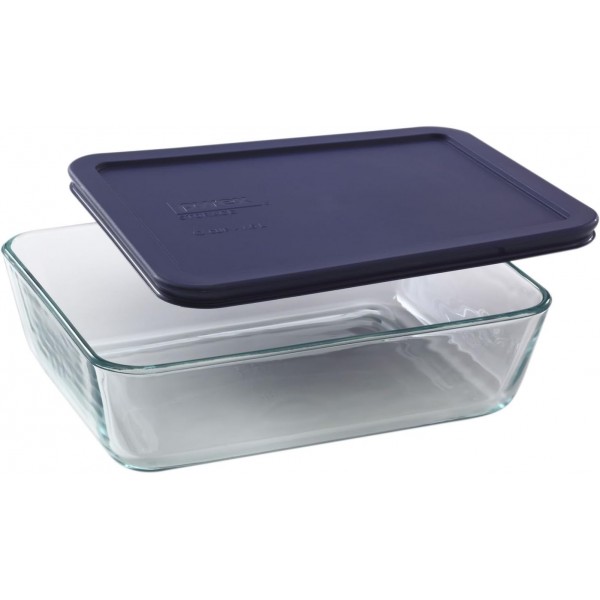 Pyrex COMINHKR067794 6017400 6컵 직사각형 오븐용 접시, 용기 2개가 들어 있는 상자 6개, 투명 보관; 블루 커버 6컵. 컨테이너 Blau의 상자