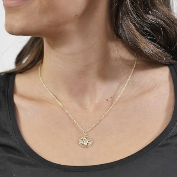 Trendor 조디악 로그인 암 골드 333 펜던트 직경 16 mm + 목걸이 조디악 로그인 여성을위한 진짜 금으로 만든 우아한 목걸이, 75940-07, 골드