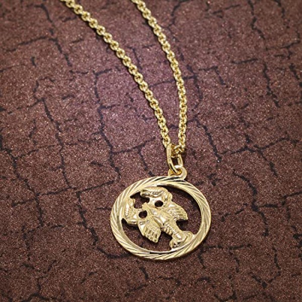 Trendor 조디악 로그인 암 골드 333 펜던트 직경 16 mm + 목걸이 조디악 로그인 여성을위한 진짜 금으로 만든 우아한 목걸이, 75940-07, 골드