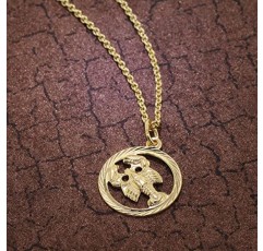 Trendor 조디악 로그인 암 골드 333 펜던트 직경 16 mm + 목걸이 조디악 로그인 여성을위한 진짜 금으로 만든 우아한 목걸이, 75940-07, 골드