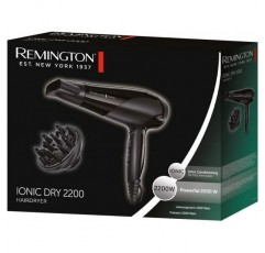 Remington 헤어 드라이어 이온(2200W, 이온 케어 세라믹 링: 부드러운 스타일링 및 균일한 열 분배, 3개의 가열 및 2개의 개별 송풍기 레벨 + 냉각 레벨, 2개의 부착물) D3198 [A