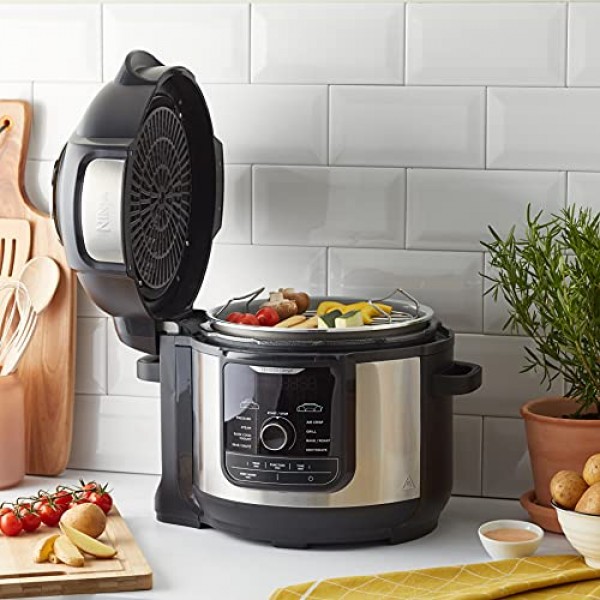 Ninja Foodi Multi-Cooker MAX [OP500EU], 부드럽고 바삭한 기술, 압력 요리, 공기 튀김, 로스팅, 그릴링, 찜, 베이킹, 소테, 탈수, 요구르트 만들기, 1460 W, 최대 40% 에너지 절약